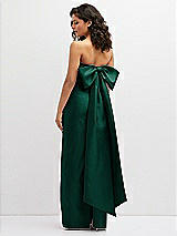 Rear View Thumbnail - Hunter Green Strapless Draped Bodice Column Dress with Oversized Bow