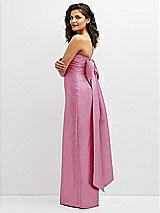 Side View Thumbnail - Powder Pink Strapless Draped Bodice Column Dress with Oversized Bow
