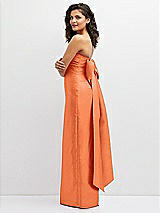 Side View Thumbnail - Portofino Orange Strapless Draped Bodice Column Dress with Oversized Bow