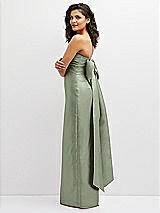 Side View Thumbnail - Sage Strapless Draped Bodice Column Dress with Oversized Bow