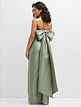 Rear View Thumbnail - Sage Strapless Draped Bodice Column Dress with Oversized Bow