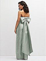 Rear View Thumbnail - Willow Green Strapless Draped Bodice Column Dress with Oversized Bow