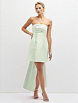 Front View Thumbnail - Mint Green Strapless Satin Column Mini Dress with Oversized Bow