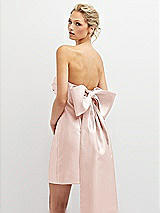 Alt View 1 Thumbnail - Blush Strapless Satin Column Mini Dress with Oversized Bow