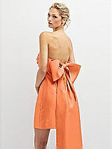 Alt View 1 Thumbnail - Portofino Orange Strapless Satin Column Mini Dress with Oversized Bow