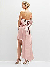 Rear View Thumbnail - Rose Strapless Satin Column Mini Dress with Oversized Bow