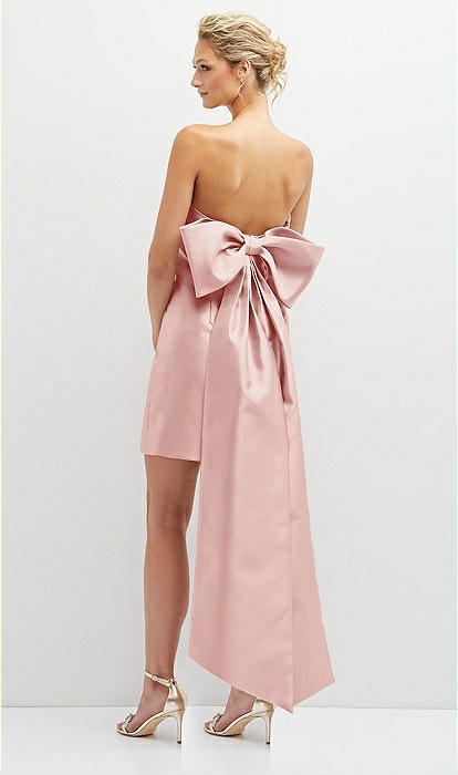 Strapless Satin Column Mini Bridesmaid Dress With Oversized Bow In