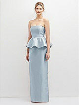 Front View Thumbnail - Mist Strapless Satin Maxi Dress with Cascade Ruffle Peplum Detail