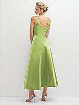 Rear View Thumbnail - Mojito Square Neck Satin Midi Dress with Full Skirt & Pockets
