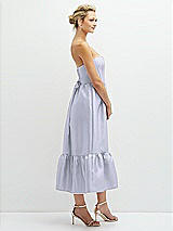 Side View Thumbnail - Silver Dove Strapless Satin Midi Corset Dress with Lace-Up Back & Ruffle Hem