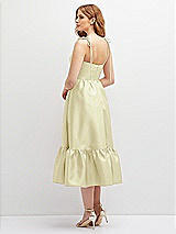 Rear View Thumbnail - Butter Yellow Shirred Ruffle Hem Midi Dress with Self-Tie Spaghetti Straps and Pockets