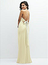 Rear View Thumbnail - Butter Yellow Plunge Halter Open-Back Maxi Bias Dress with Low Tie Back