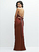 Rear View Thumbnail - Auburn Moon Plunge Halter Open-Back Maxi Bias Dress with Low Tie Back