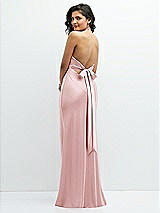 Rear View Thumbnail - Ballet Pink Plunge Halter Open-Back Maxi Bias Dress with Low Tie Back