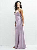 Side View Thumbnail - Lilac Haze Plunge Halter Open-Back Maxi Bias Dress with Low Tie Back