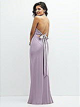 Rear View Thumbnail - Lilac Haze Plunge Halter Open-Back Maxi Bias Dress with Low Tie Back