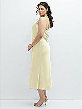 Alt View 2 Thumbnail - Butter Yellow Strapless Midi Bias Column Dress with Peek-a-Boo Corset Back