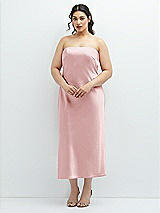 Alt View 1 Thumbnail - Ballet Pink Strapless Midi Bias Column Dress with Peek-a-Boo Corset Back