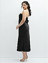Alt View 2 Thumbnail - Black Strapless Midi Bias Column Dress with Peek-a-Boo Corset Back