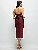 Rear View Thumbnail - Cabernet Strapless Midi Bias Column Dress with Peek-a-Boo Corset Back