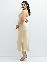 Alt View 2 Thumbnail - Champagne Strapless Midi Bias Column Dress with Peek-a-Boo Corset Back