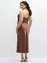 Alt View 3 Thumbnail - Cognac Strapless Midi Bias Column Dress with Peek-a-Boo Corset Back