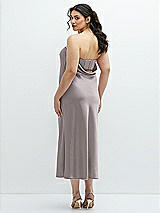 Alt View 3 Thumbnail - Cashmere Gray Strapless Midi Bias Column Dress with Peek-a-Boo Corset Back