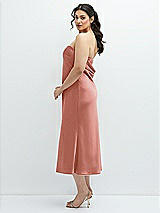 Alt View 2 Thumbnail - Desert Rose Strapless Midi Bias Column Dress with Peek-a-Boo Corset Back