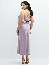 Alt View 3 Thumbnail - Lilac Haze Strapless Midi Bias Column Dress with Peek-a-Boo Corset Back