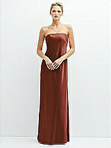 Front View Thumbnail - Auburn Moon Strapless Maxi Bias Column Dress with Peek-a-Boo Corset Back