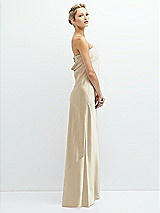 Side View Thumbnail - Champagne Strapless Maxi Bias Column Dress with Peek-a-Boo Corset Back