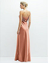 Rear View Thumbnail - Copper Penny Strapless Maxi Bias Column Dress with Peek-a-Boo Corset Back
