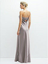 Rear View Thumbnail - Cashmere Gray Strapless Maxi Bias Column Dress with Peek-a-Boo Corset Back