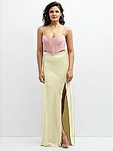 Front View Thumbnail - Butter Yellow Satin Mix-and-Match High Waist Seamed Bias Skirt