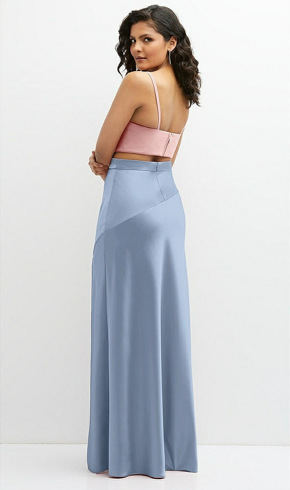 Back View - Cloudy Satin Mix-and-Match High Waist Seamed Bias Skirt