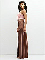 Side View Thumbnail - Cognac Satin Mix-and-Match High Waist Seamed Bias Skirt