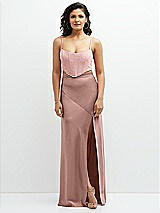 Front View Thumbnail - Neu Nude Satin Mix-and-Match High Waist Seamed Bias Skirt