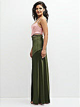 Side View Thumbnail - Olive Green Satin Mix-and-Match High Waist Seamed Bias Skirt