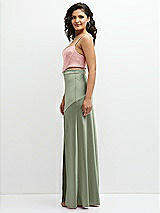 Side View Thumbnail - Sage Satin Mix-and-Match High Waist Seamed Bias Skirt