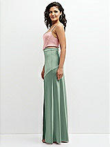 Side View Thumbnail - Seagrass Satin Mix-and-Match High Waist Seamed Bias Skirt