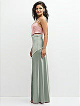 Side View Thumbnail - Willow Green Satin Mix-and-Match High Waist Seamed Bias Skirt