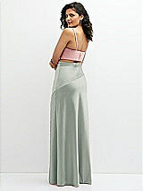Rear View Thumbnail - Willow Green Satin Mix-and-Match High Waist Seamed Bias Skirt
