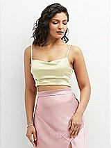 Front View Thumbnail - Butter Yellow Satin Mix-and-Match Draped Midriff Top