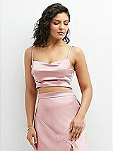 Front View Thumbnail - Ballet Pink Satin Mix-and-Match Draped Midriff Top