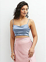 Front View Thumbnail - Cloudy Satin Mix-and-Match Draped Midriff Top