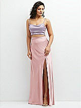 Alt View 1 Thumbnail - Lilac Haze Satin Mix-and-Match Draped Midriff Top