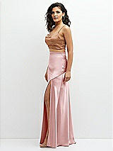 Side View Thumbnail - Toffee Satin Mix-and-Match Draped Midriff Top