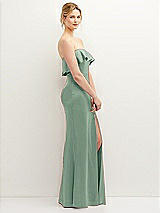 Side View Thumbnail - Seagrass Soft Ruffle Cuff Strapless Trumpet Dress with Front Slit