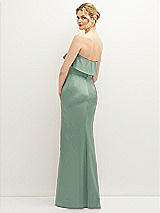 Rear View Thumbnail - Seagrass Soft Ruffle Cuff Strapless Trumpet Dress with Front Slit