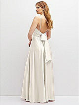 Rear View Thumbnail - Ivory Adjustable Sash Tie Back Satin Maxi Dress with Full Skirt